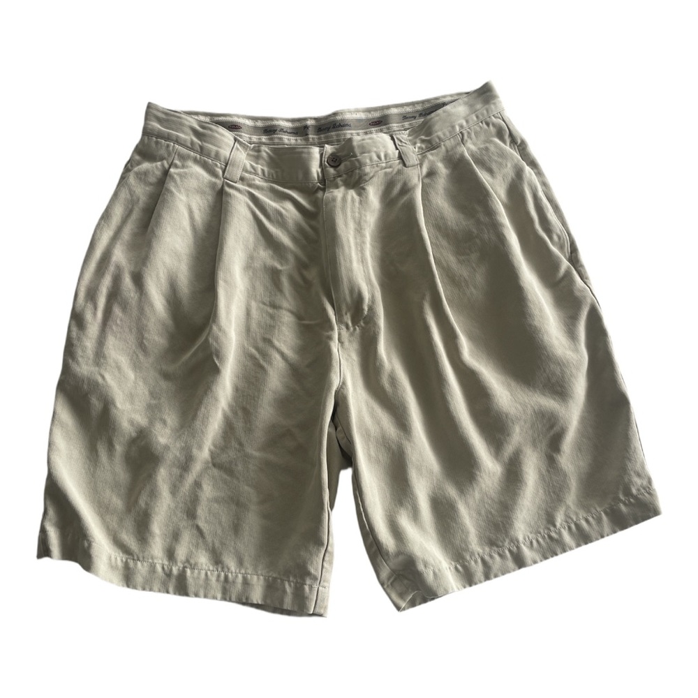 Tommy Bahama 100% Silk Pleated Khaki Shorts Relaxed Fit